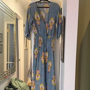 Jaase Blue and Yellow Patterned Jumpsuit